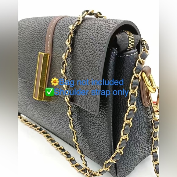 New 47” Chain & Leather Crossbody Strap or Replacement in Gold Metal - Picture 9 of 14